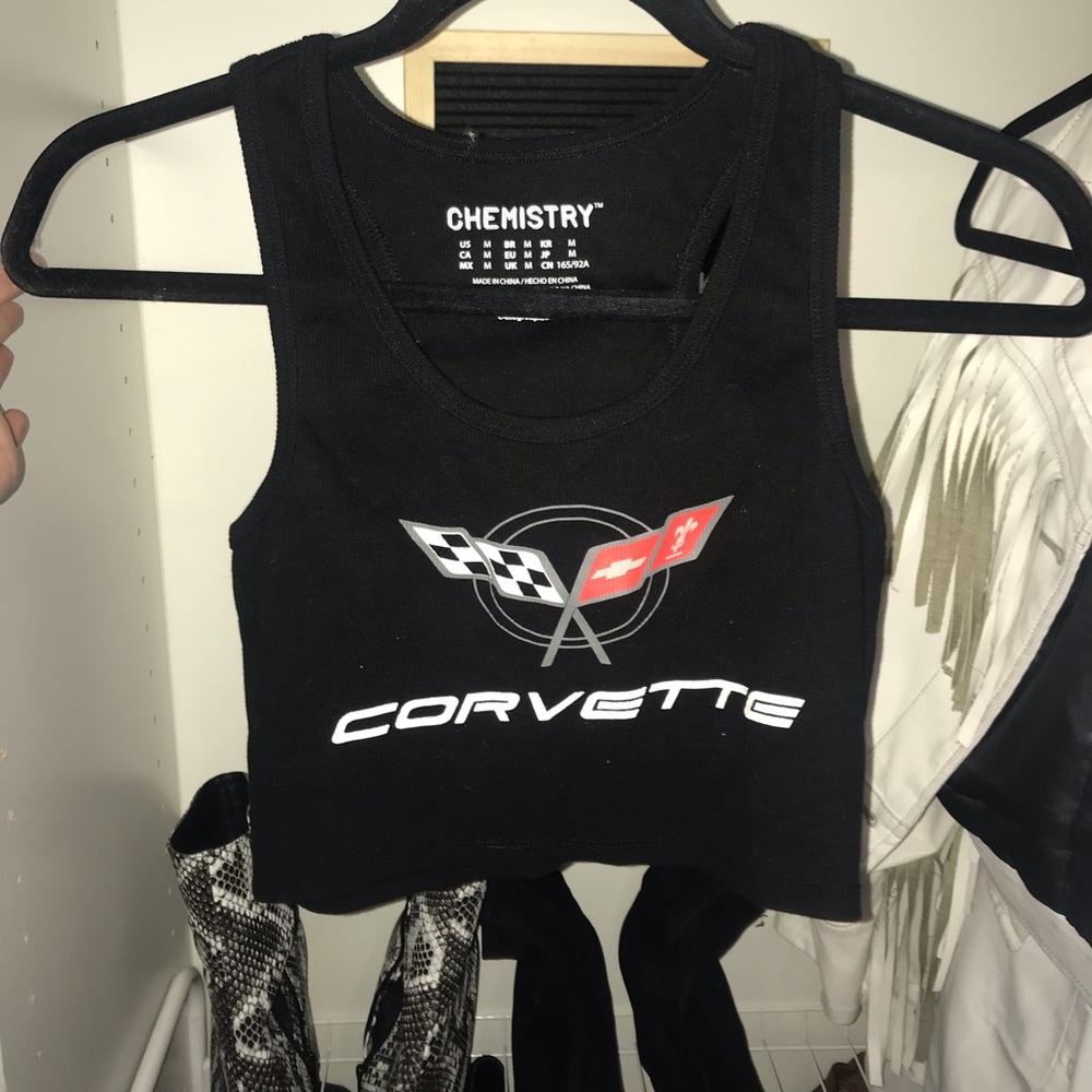 Forever21 Corvette logo racer back crop top